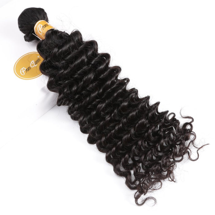 PromQueen Deep Wave Brazilian Virgin Hair 1/3/4 Bundles Deep Curly Weave Human Hair Bundles