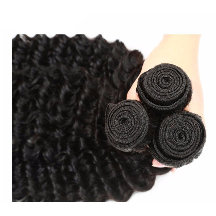 PromQueen Deep Wave Brazilian Virgin Hair 1/3/4 Bundles Deep Curly Weave Human Hair Bundles