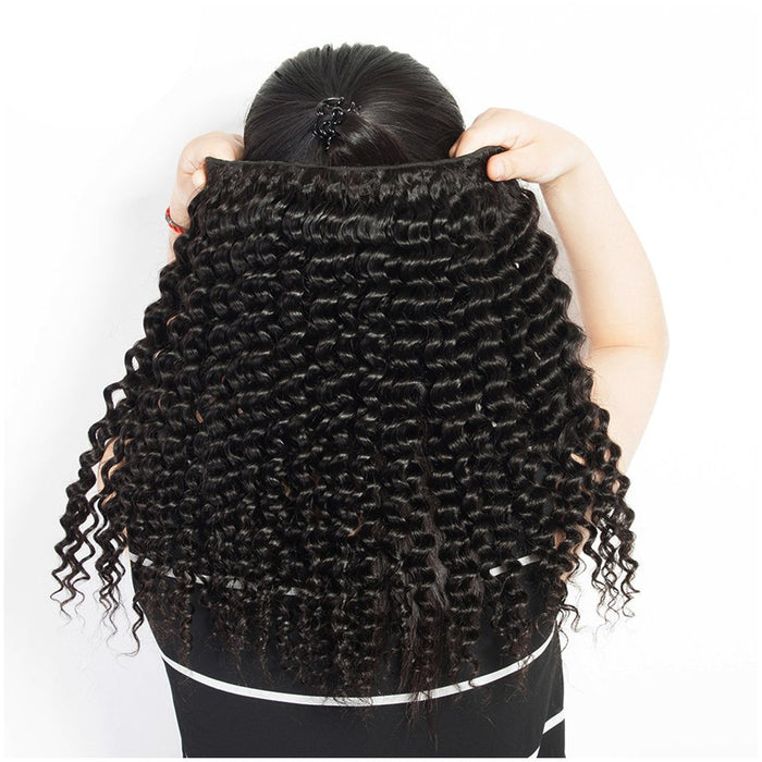 PromQueen Deep Wave Brazilian Virgin Hair 1/3/4 Bundles Deep Curly Weave Human Hair Bundles