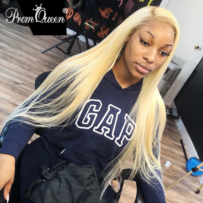 Promqueen 613 Honey Blonde Lace Front Human Hair Wig Pre-plucked Brazilian Straight Wigs With Baby Hair Glueless Wigs