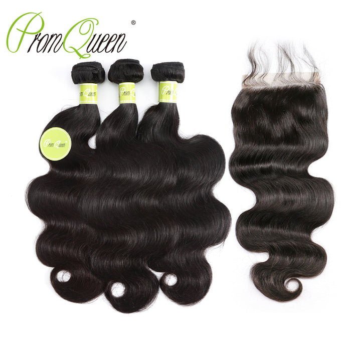 Peruvian Hair Weave Bundles Body Wave With Closure