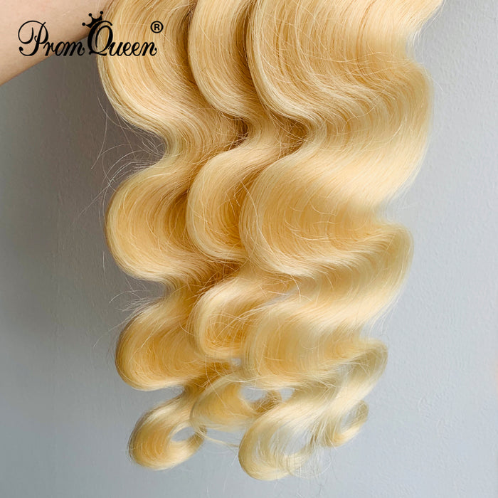 Promqueen Brazilian Body Wave Hair 613 Blonde Human Hair Weave Bundles 1/3/4 p/lot Human Hair Extension 30 32 34 Inch