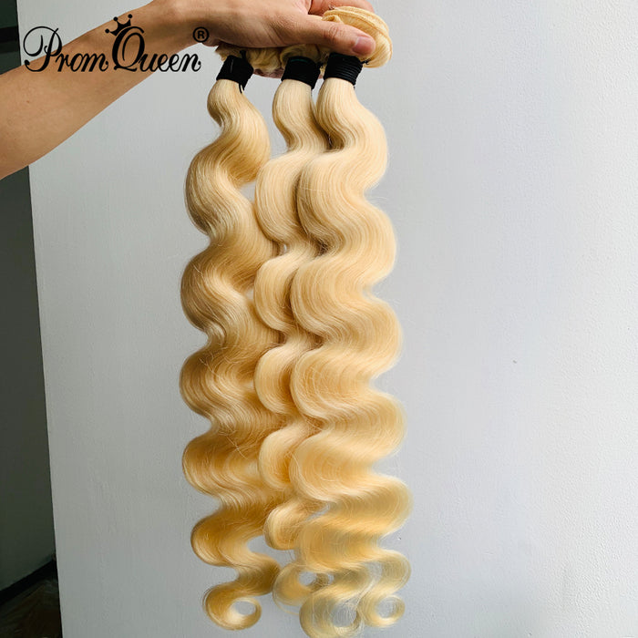 Promqueen Brazilian Body Wave Hair 613 Blonde Human Hair Weave Bundles 1/3/4 p/lot Human Hair Extension 30 32 34 Inch