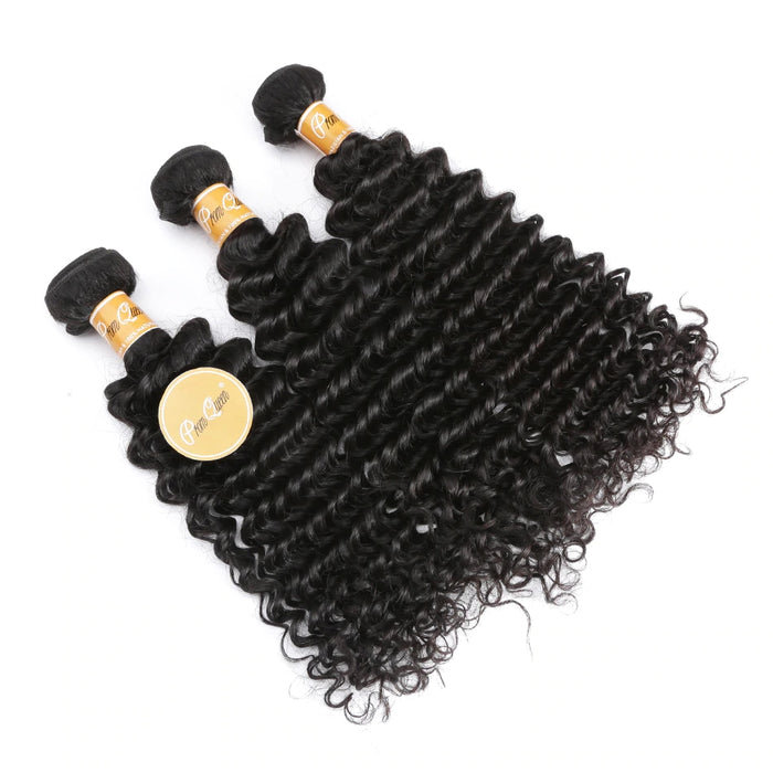 Brazilian Remy Hair Weave Human Hair Bundles With Closure Deep Wave