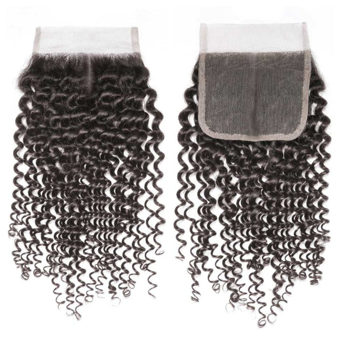 Brazilian Remy Hair Weave Kinky Curly Human Hair Bundles With Closure