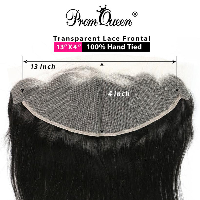 Brazilian Hair Straight Human hair Bundles With Frontal Closure 13X4 Transparent Lace Frontal