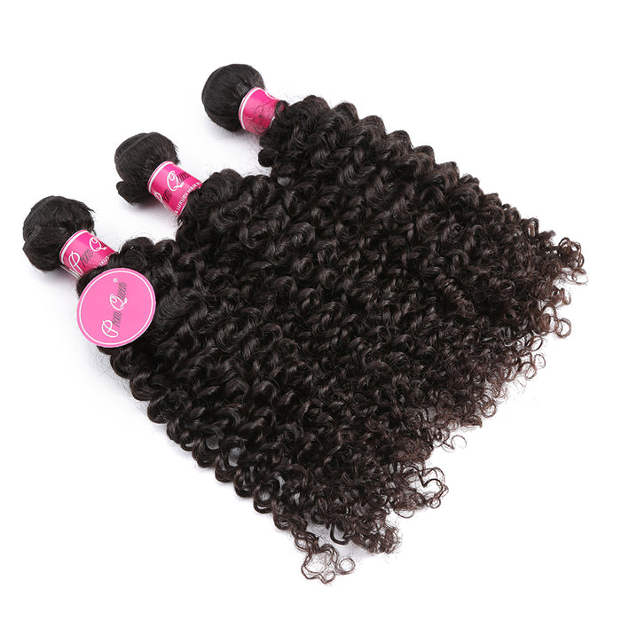 Promqueen Malaysian Afro Kinky Curly Hair Wave Bundles With Closure 100% Human Hair Weave 2 3 4 Bundles With 4*4 Lace Closure