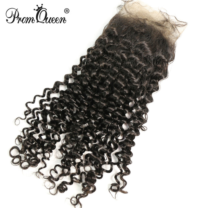 Promqueen Silk Base Frontal 13*4 Brazilian Virgin hair Deep Wave Virgin Human Hair Top Closure