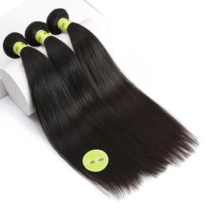 Promqueen Straight Hair Bundles With Closure Remy Human Hair 3 Bundles With Closure Peruvian Hair Bundles With Closure