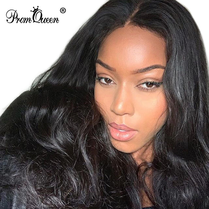 Promqueen lace front human hair wigs Brazilian Body Wave 180 Density