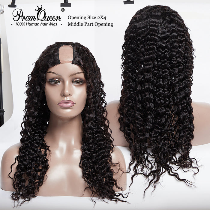 Promqueen Brazilian Virgin Hair Deep Wave Upart Wigs Human Hair Upart Wigs