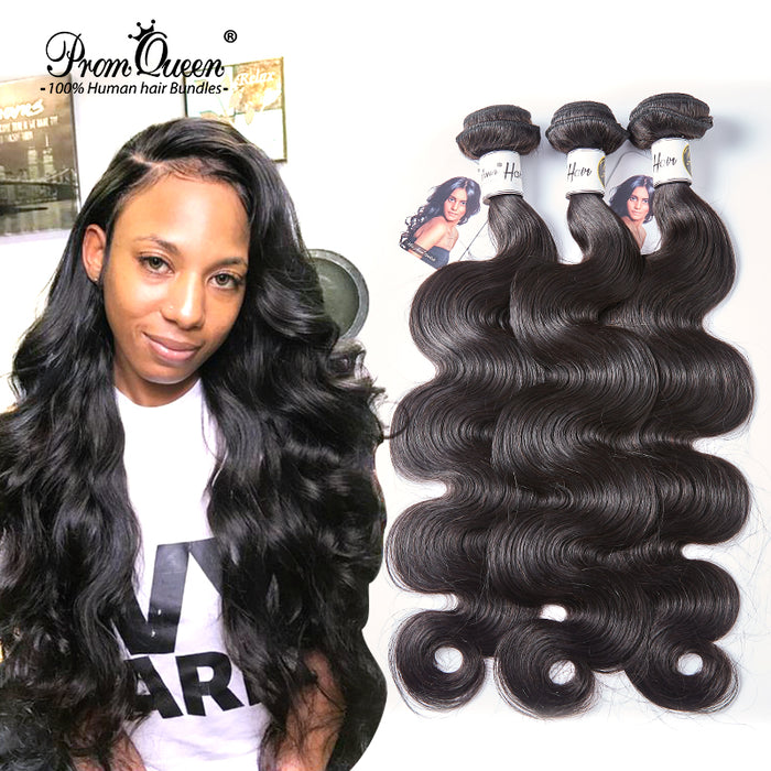 Promqueen Human Hair Brazilian Virgin Hair Body Wave 3 Bundles Lot