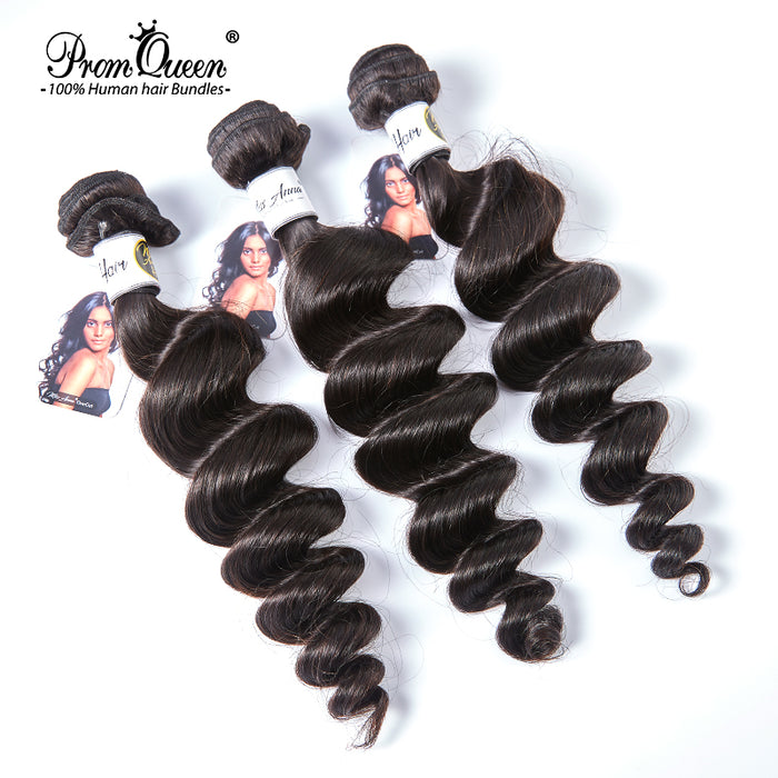 Promqueen Human Hair Brazilian Virgin Hair Loose Wave 3 Bundles Lot