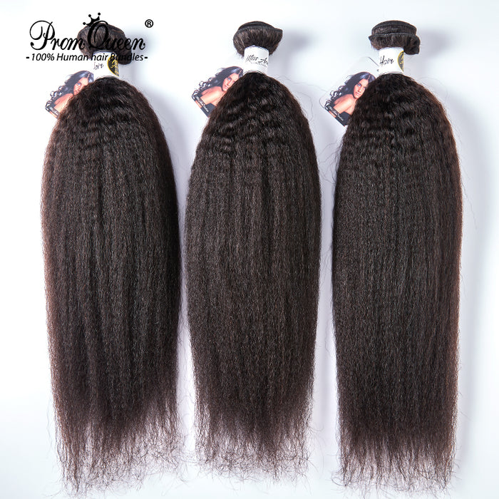 Promqueen Brazilian Human Hair Kinky Straight/Deep Wave/Kinky Curly 3 Bundles Lot