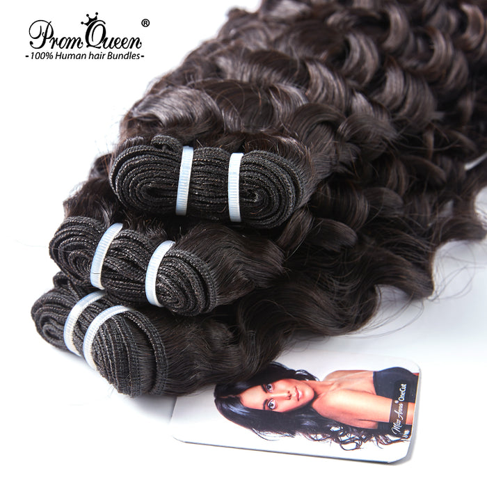 Promqueen Brazilian Human Hair Italian Curly / Kinky Straight / Deep Wave  3 Bundles Lot