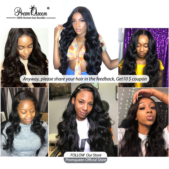 PromQueen Brazilian Virgin Hair Human Hair Bundles Body Wave