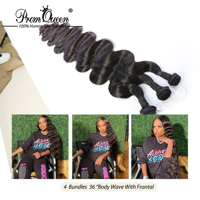 PromQueen Brazilian Virgin Hair Human Hair Bundles Body Wave