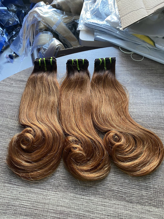 Double Drawn Color 4/30# Hook Straight Virgin Hair Full End Soft Human Hair