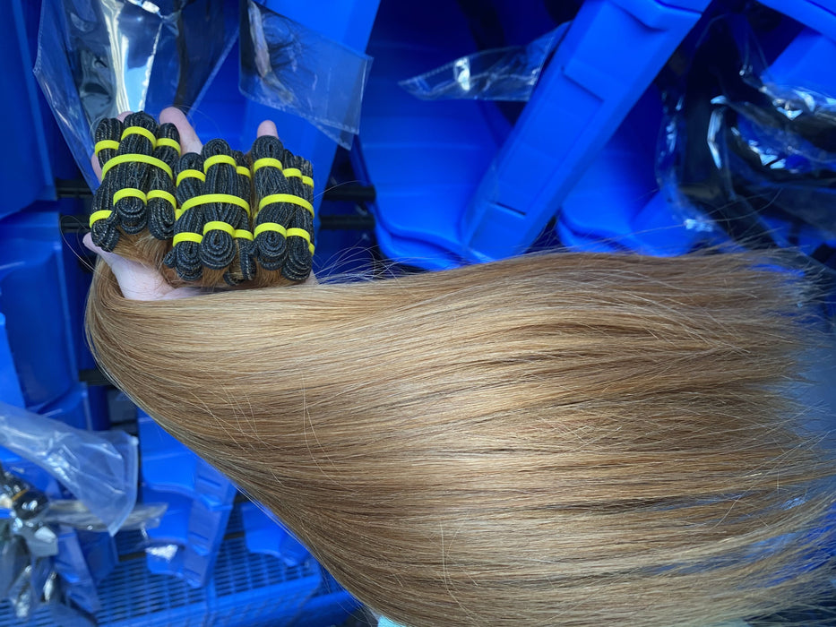 Double Drawn Color #27 Straight Virgin Hair Full End Soft Human Hair