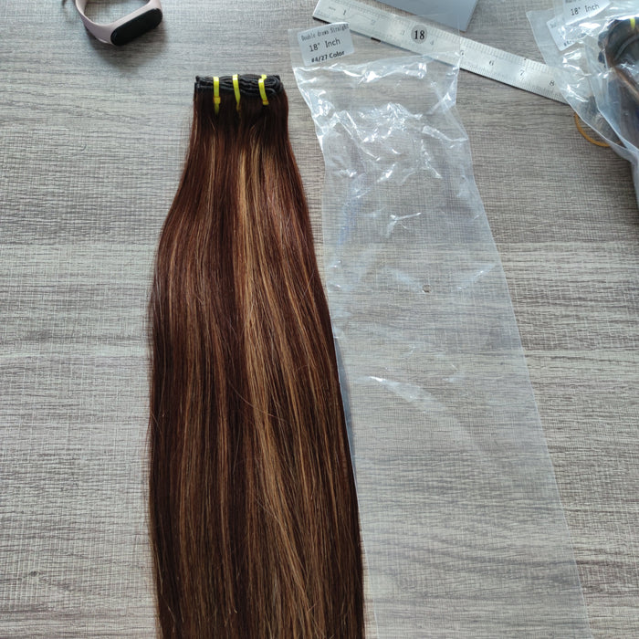 Double Drawn Color #4/27 Straight Virgin Hair Full End Soft Human Hair